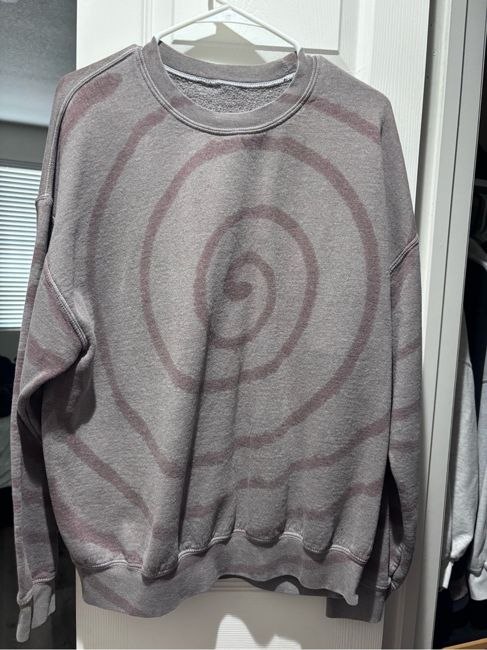 Urban Outfitters Taupe and Dusty Purple Spiral Crewneck Sweater